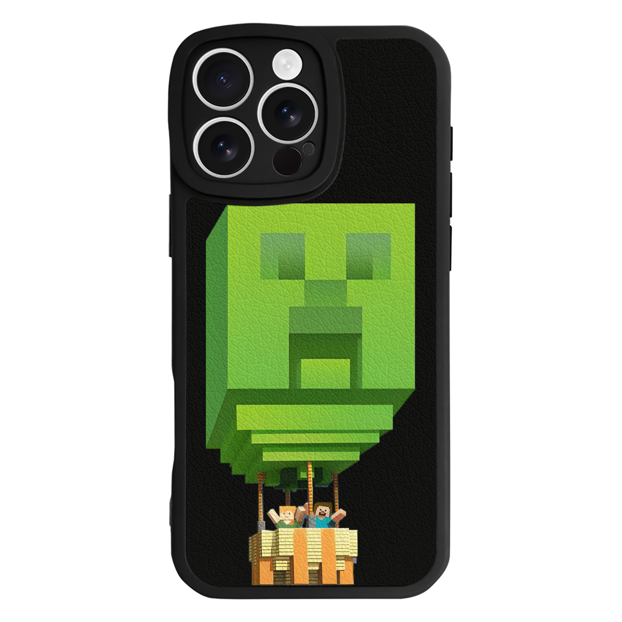 （画像用） マインクラフト ブロックの世界 Minecraft MC Block world 【iPhone 16シリーズ対応】シリコンスマホケース（レザー調） 材質：シリコン
